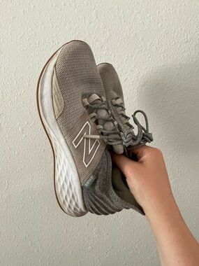 New Balance Gray and White and Cream Athletic Sneakers